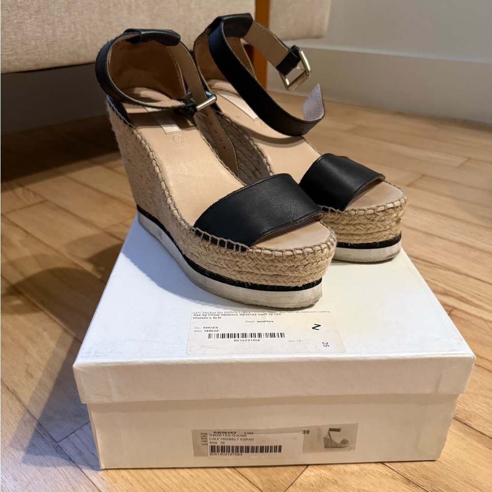 See by Chloe Glyn Calf Espadrille High Platform Sandals